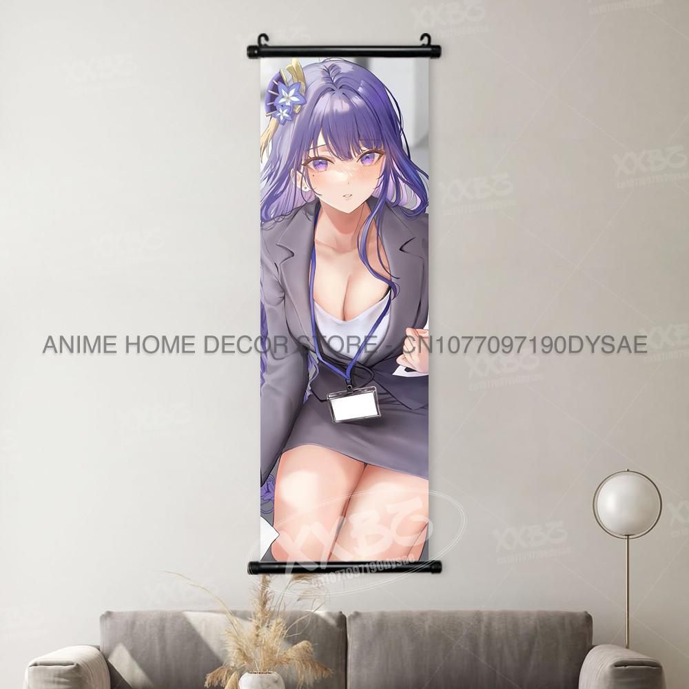 Game Genshin Impact Poster Sexy Anime Mona Home Decor Scroll Picture Sucrose Wall Art Decorative Hanging Painting Interior Mural