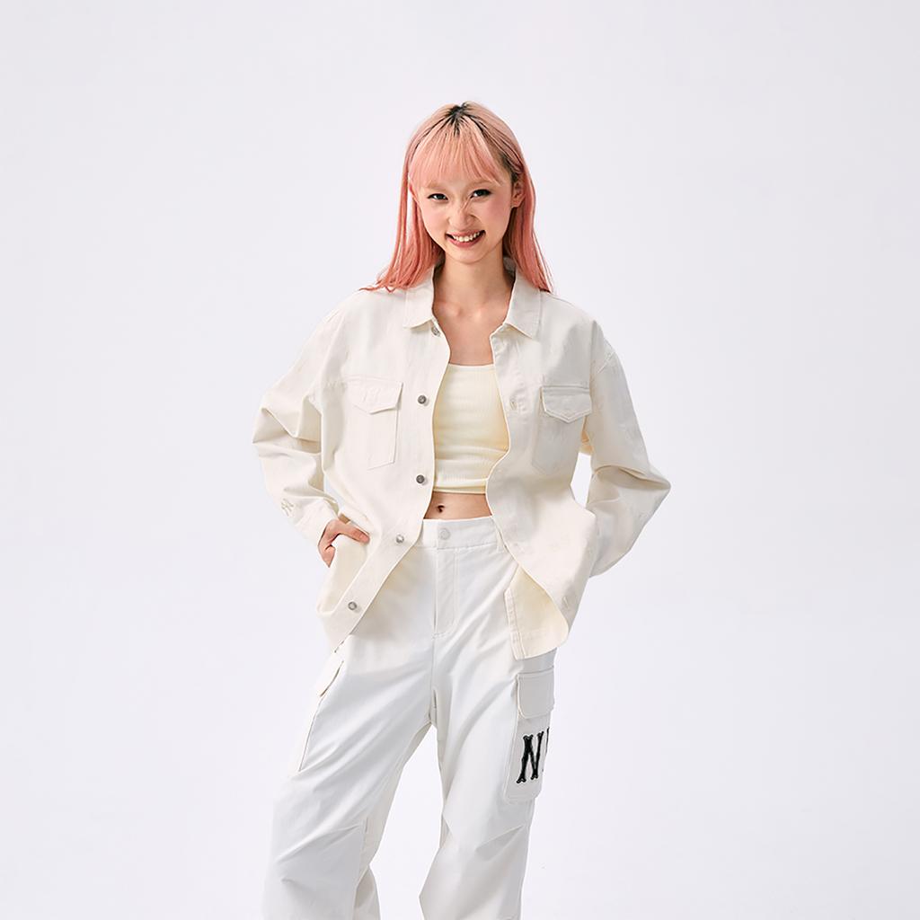 New MLB MONOGRAM Collection New York Yankees SS25 Long-Sleeved Shirts Unisex Deep Ivory 3ADRM0151-50CRD