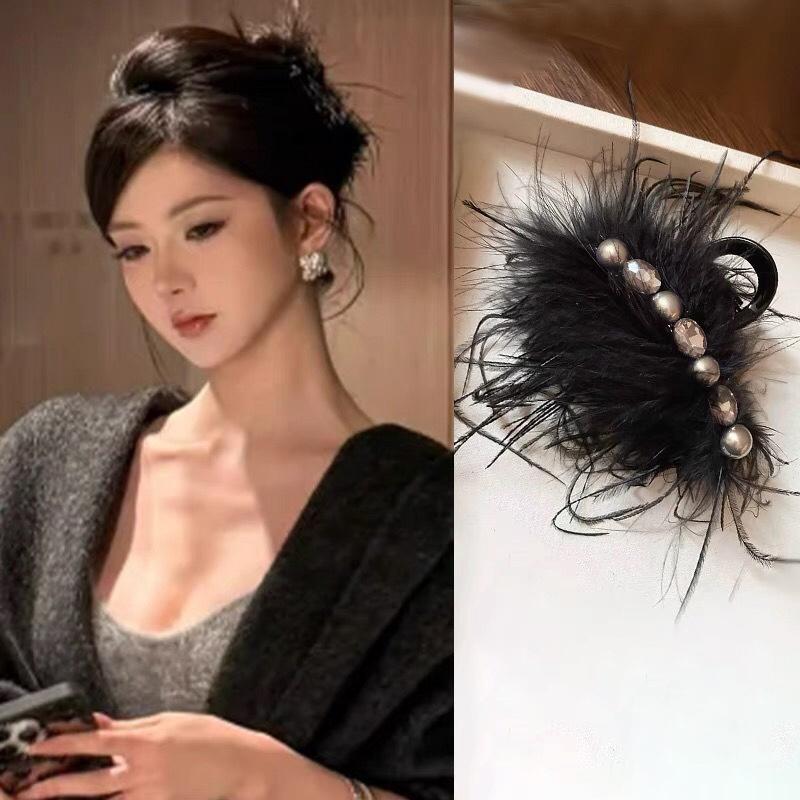 Elegante Feder Große Haarklammer für Damen Mädchen Mode Haarspangen Vielseitige Haiklammer Exquisite Haaraccessoires Geschenke