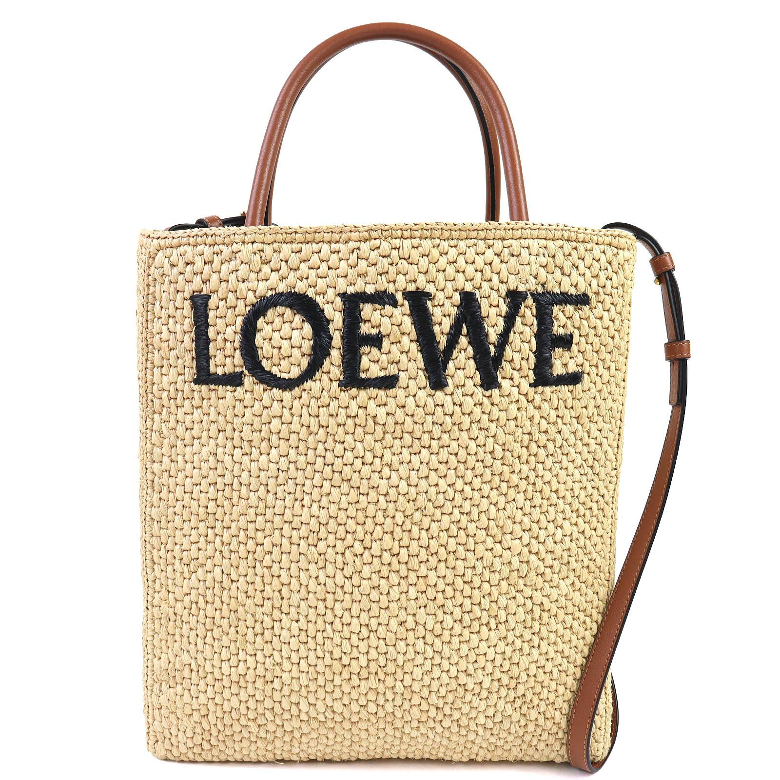 

Great LOEWE Tote Bag Standard A4 Logo 2-way Shoulder bag Raffia A563R18X02 Used