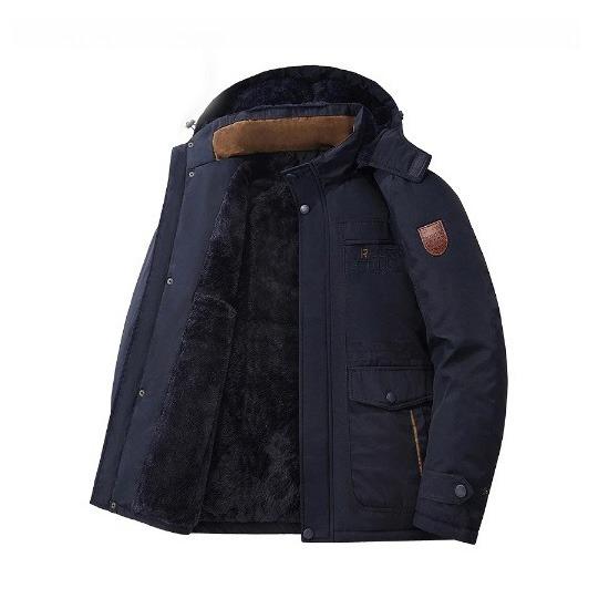 Winter Thickened Velvet Warm Men's Casual Cotton Clothes Windproof Waterproof Medium and Long Jacket
