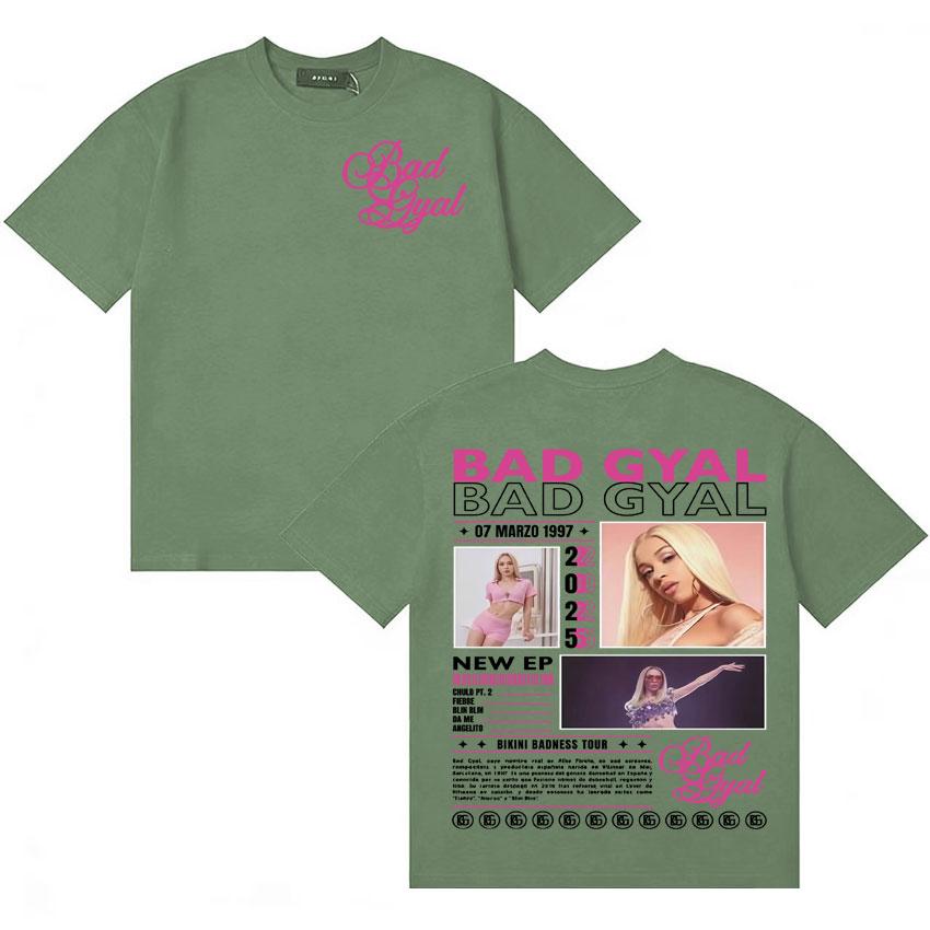Rapper Bad Gyal Trendy Album 2025 Graphic TShirt Unisex Women Vintage High Quality Short Sleeve Tee Shirt Hip Hop Cotton Tshirts