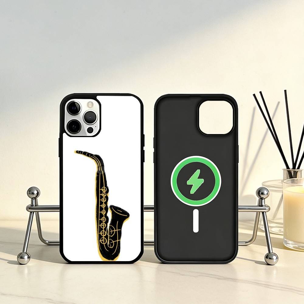 Saxophone Music Phone Case For iPhone17,16,15,14,13,12,11 Plus,Pro Max Magnetic For Magsafe Wireless Charging