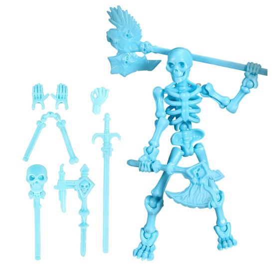 Movable Articulated Human Skeleton Assembly Skeleton Action Figure Collectible Skeleton Figure Wearing Multiple Weapon Sets for Collectors Desktop