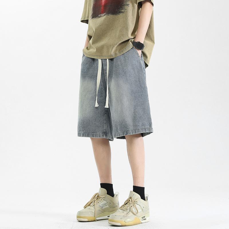 Herren-Jeansshorts Sommer Dünne Mid-Hose Gerades Bein Herren Locker sitzende Hose Herren Casual Fünf-Punkte-Hose