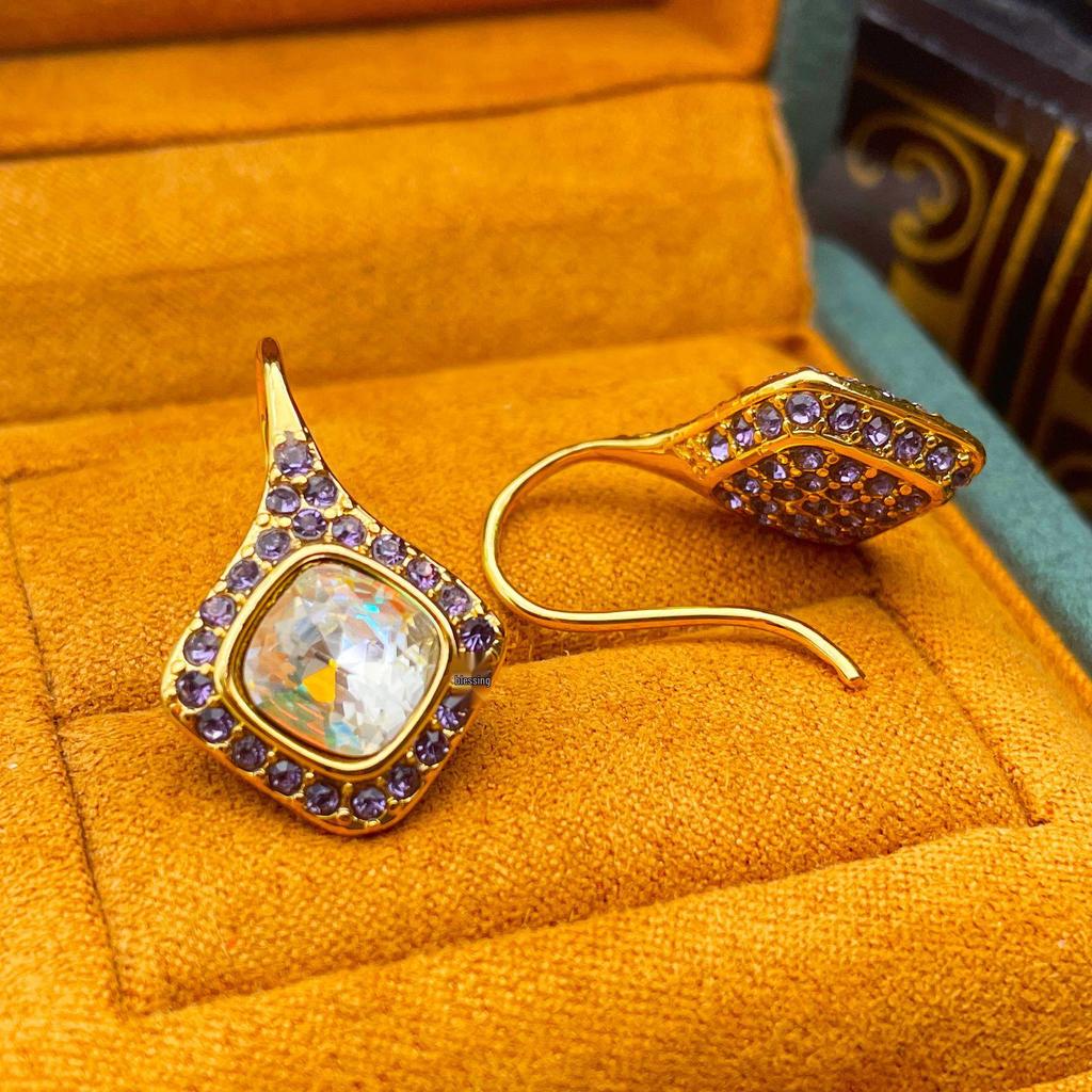 Vintage Luxury Diamond Earrings - Elegant Retro Hooks for Women