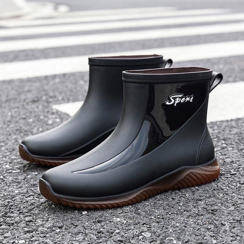 Silicone Male Shoes Wear to Work Soft Gumboots Teenagers Wellies Plastic Waterproof Resistant Wear-resistant Men's Rain Boots