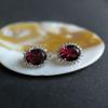 Silver Earrings with Artificial Nano Garnet, Cubic Zirconia (60002306)