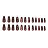 Press-On Nails Set, Mixed & Red Shades, Medium Length, Glossy Finish, Floral & Heart Patterns, Nail File & Jelly Glue Included for False Nail Tips