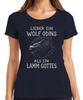 Odins Wolf statt Lamm Gottes Wikinger Nordisch Runen Mythologie Damen T-Shirt