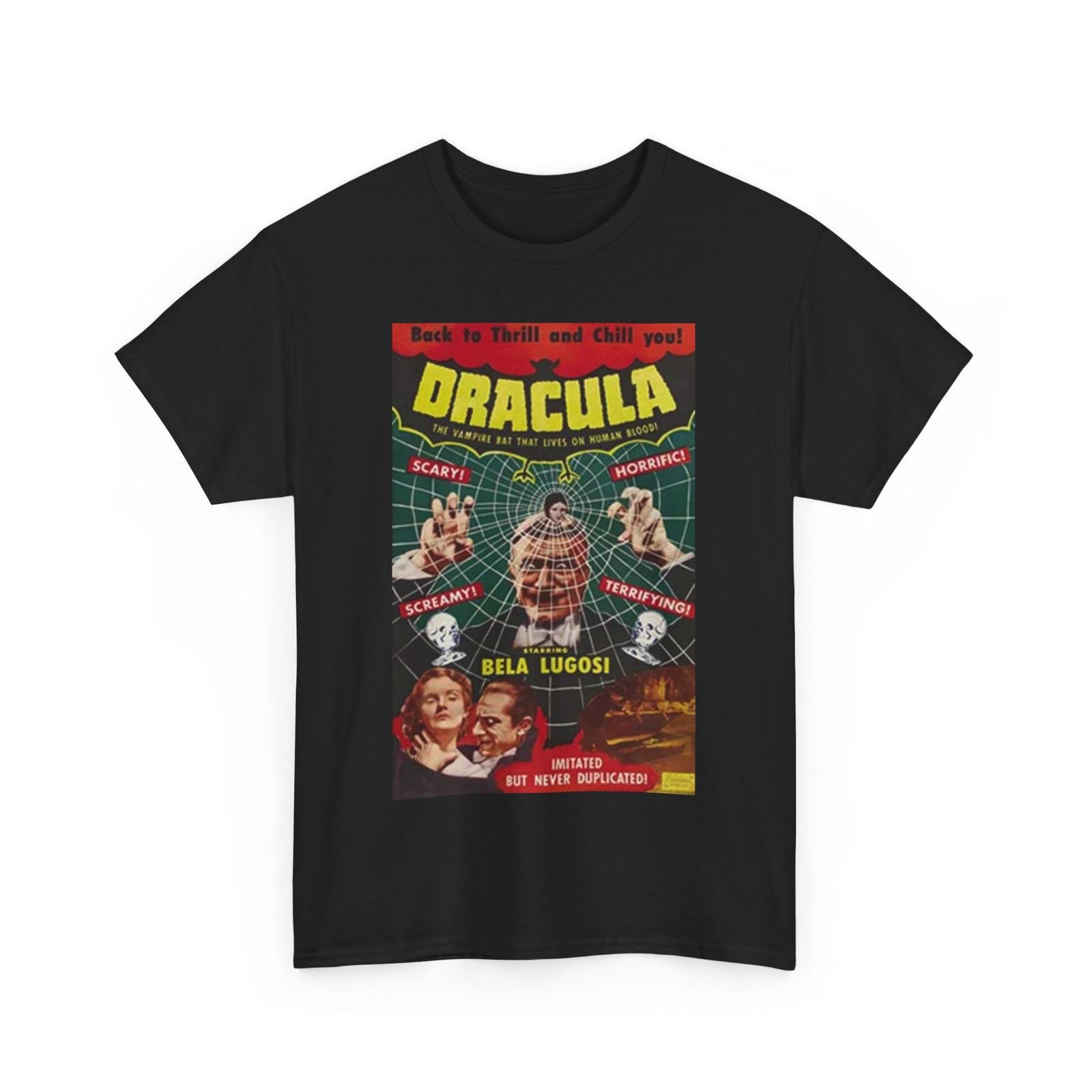 

26 Dracula Movie Poster Tee Vampire Graphic Vintage Horror Film Classic Cinema Unisex T-Shirt XL