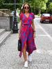Polka Dot Midi Dress with Short Sleeves
