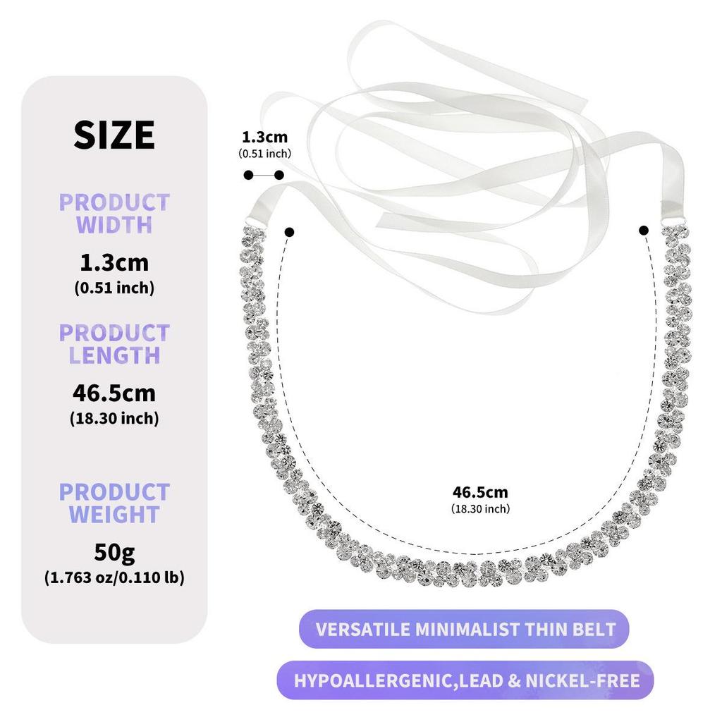 Elegant Silver Rhinestone Wedding Belt – Versatile High-End Dress Accessory for Fashion Shows and Performances