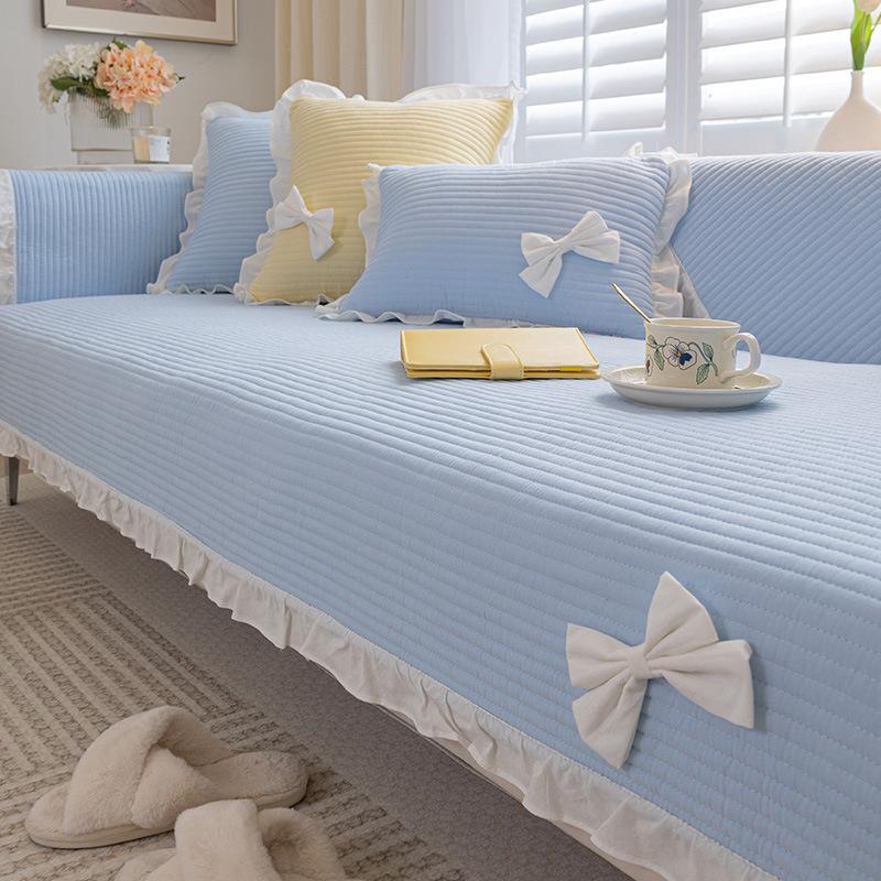 Simple Solid Color Sofa Cushion Four Seasons Cotton Fabric Non-Slip Cotton Cushion Universal Modern Sofa Cover Towel
