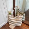 Striped Tote Bag Woven Large Capacity Shoulder Women's Bag Lazy Wind Light Vacation Bag Shopping Bag Women