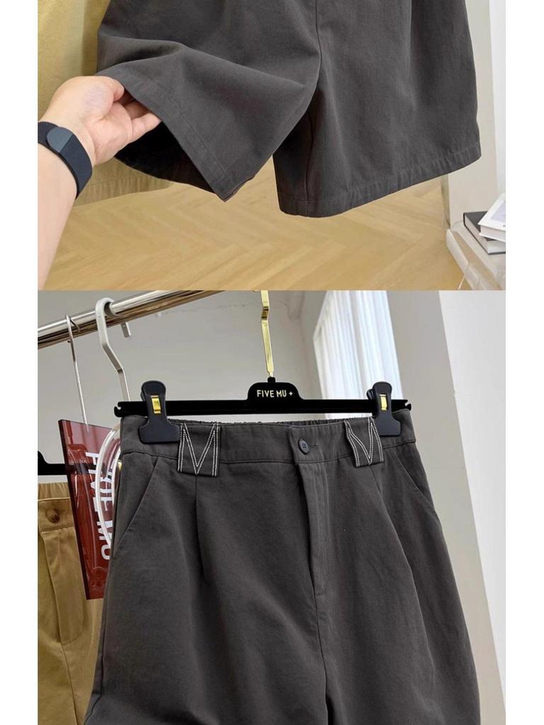 Plus Size High-Waisted Retro Casual Cargo Shorts for Women - Summer Stylish Loose Wide-Leg Pants 
