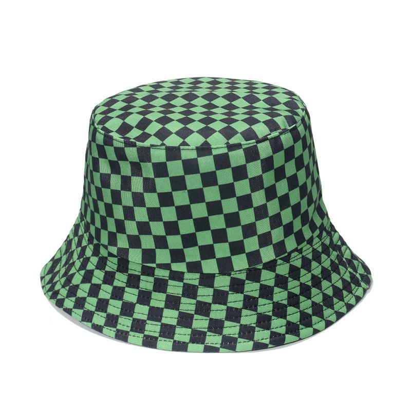 Fashionable Black And White Grid Check Fisherman Cap Sun Protection Bucket Hat