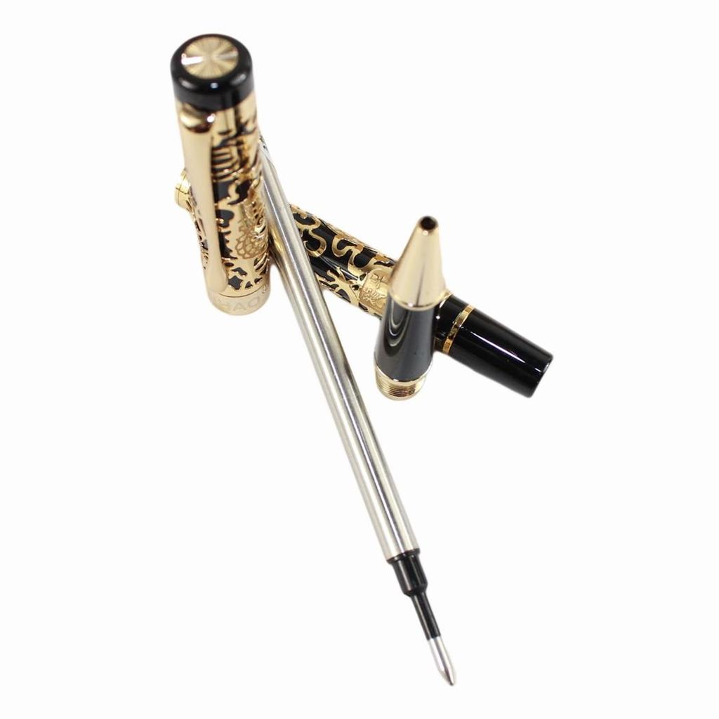 Gullor Beautiful Noble Roller Ball Pen Jinhao 5000 with Black Gold Dragon Carving