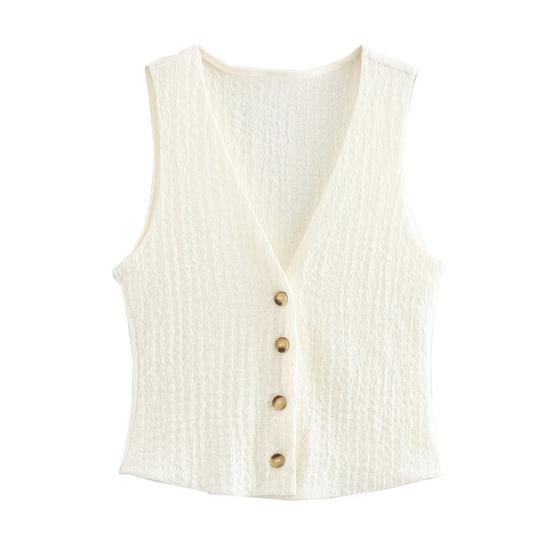 Vest Top for Women Vintage Tank Crop Top V Neck Button Down Waistcoat Retro