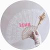 Handmade Lolita Vintage Gothic Black White Lace Hand Fan Golden Sun  Flower Cross Folding Hand Fan for Photo Props Show Dancing