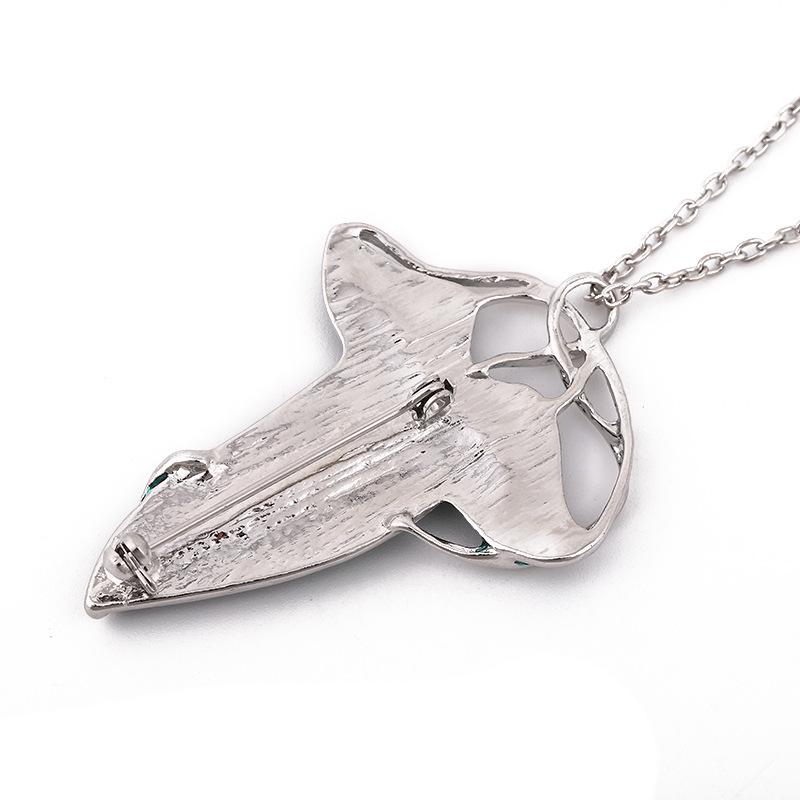 Europejsko-Amerykański Filmowy Zestaw Broszka-Naszyjnik i Kolczyki z Liściem - W Stylu Elfickim Władcy Pierścieni