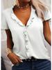 Spring Shirt Summer Short Sleeve Ruffled Top Women Solid Color