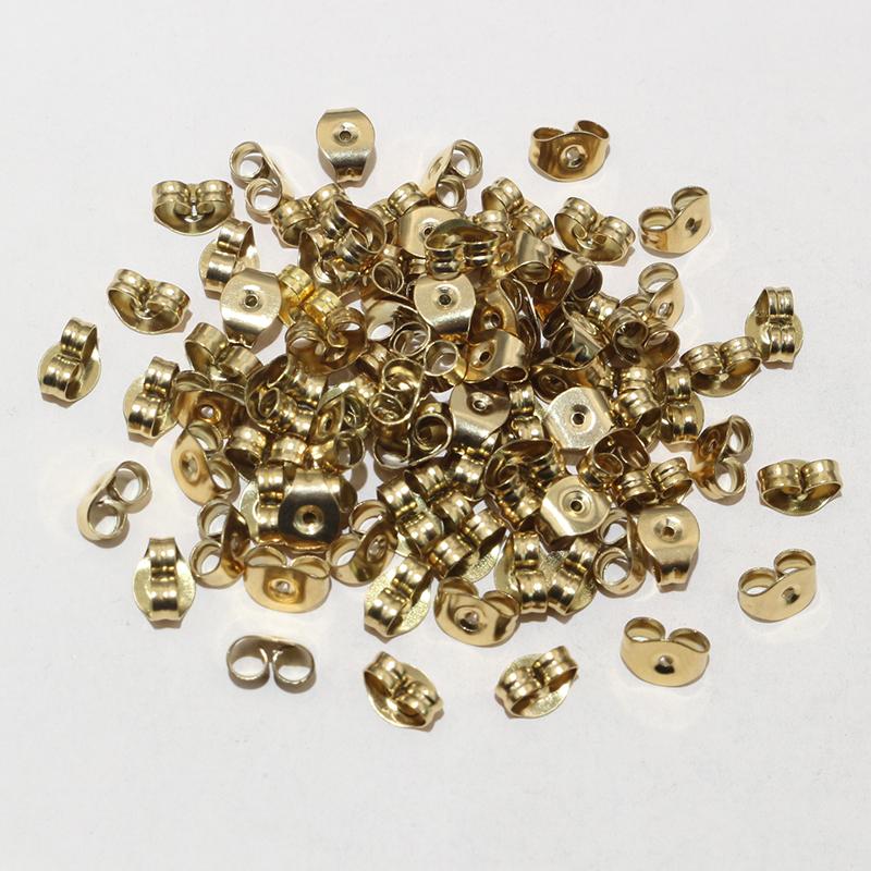 100pcs 6x4.5mm Stainless Steel Gold Plating Earrings Back Plug DIY Jewelry Making Accessories Earring Studs Stoppers Findings