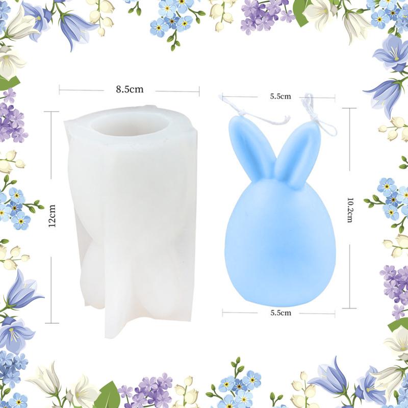 Moule en silicone 3D en forme de lapin de Pâques - Bougeoir - Lapin de Pâques - Moule en silicone pour plâtre, bougies, travaux manuels, cadeaux de Pâques (Rabbit Candlestick