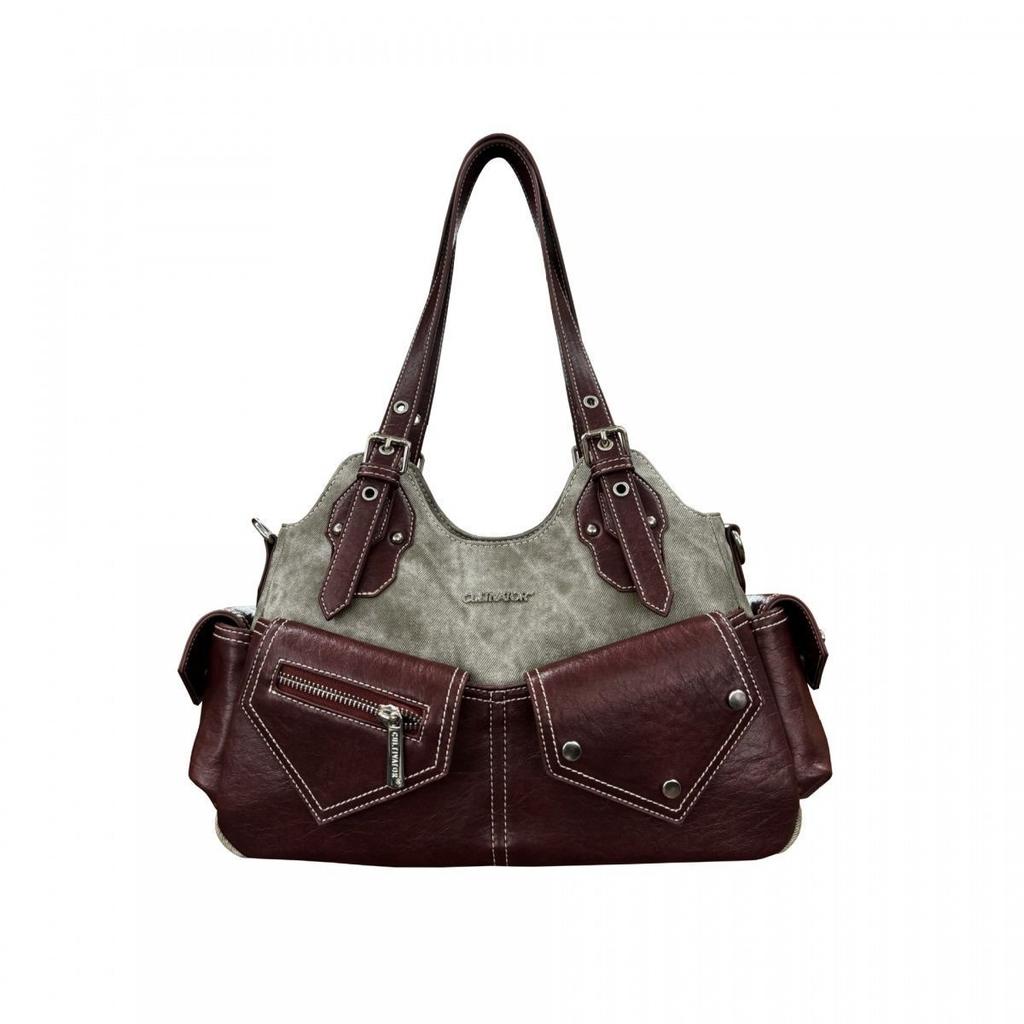 Niche Retro Color-blocking Single-shoulder Bag, Underarm Handbag, Fashionable and Trendy Crossbody Bag
