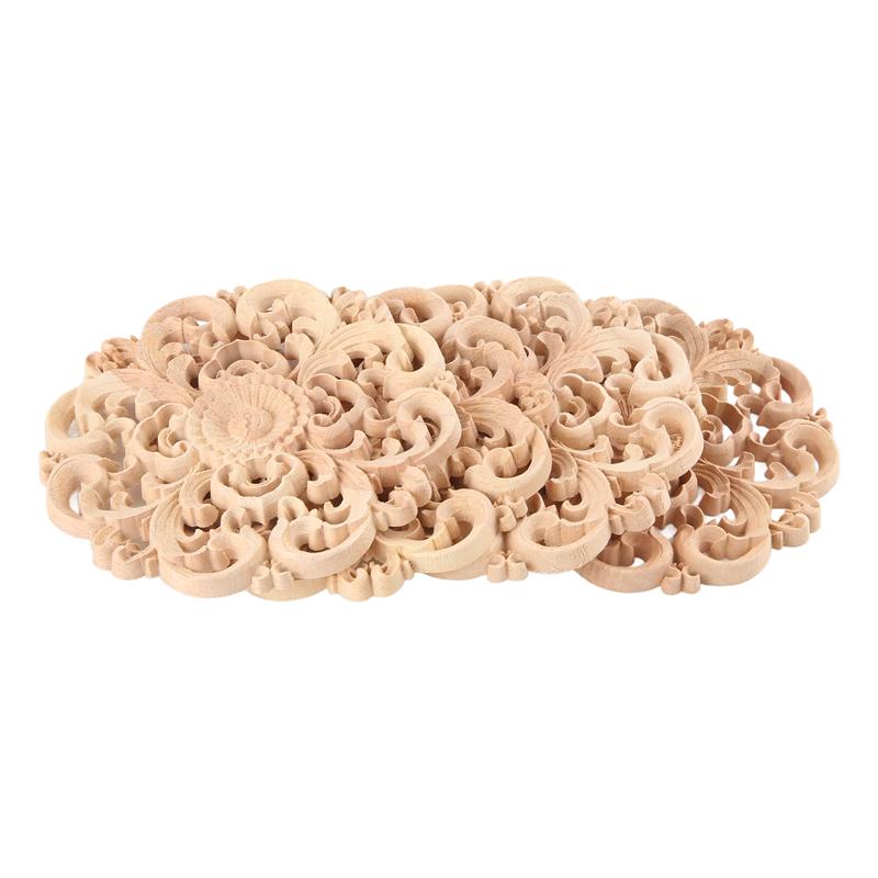 ABWR-4шт Резная деревянная накладка Аппликация Неокрашенная деревянная аппликация Винтажный европейский стиль Резная наклейка Для декора мебели