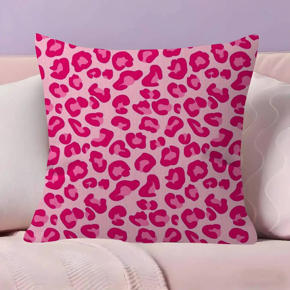 Anime Pink Leopard Pattern Pillow Cover Sofa Cushion Cover Home Room Decoration Children Gift