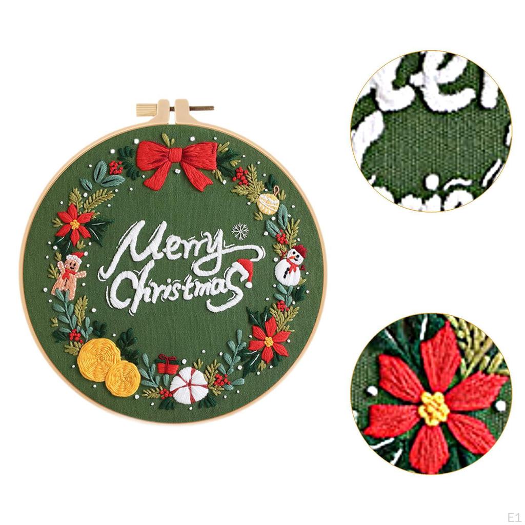 Christmas Embroidery Kit Craft Set Material Package Needlepoint Cross Stitch Kits for Beginners