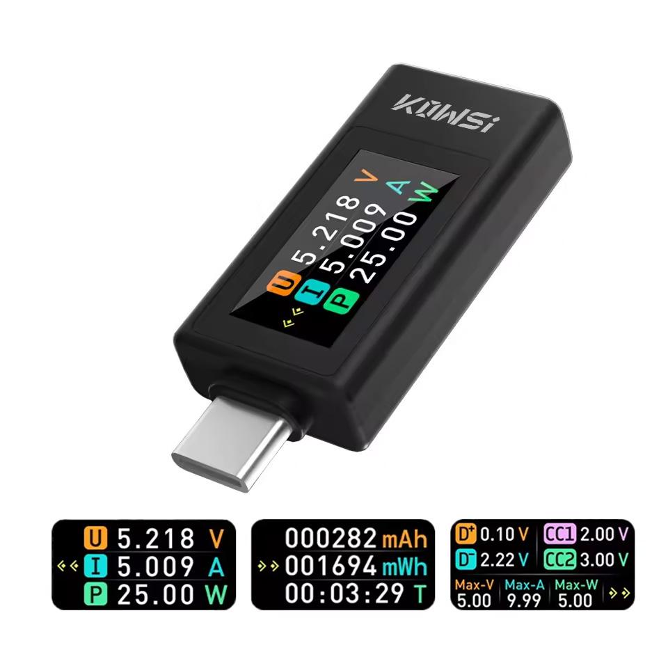 NEUER Typ-C-Tester 4-30V 0-8A Strom-Spannungs-Monitor Schnelllade-Spannungsmessgerät Leistungsmesser mit Ausschalt-Speicherung