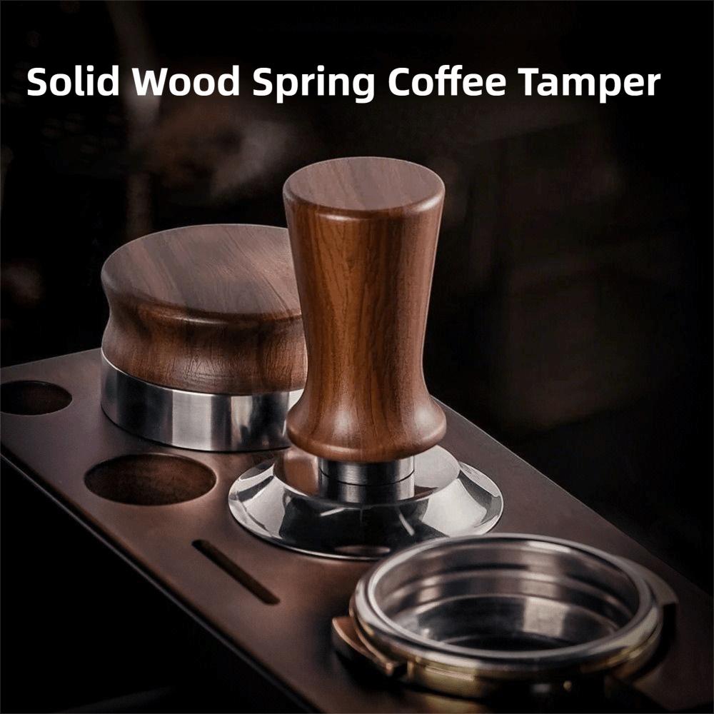 Wooden Handle Coffee Tamper Stainless Steel Base Barista Tool Pressure Hammer  Professional Use