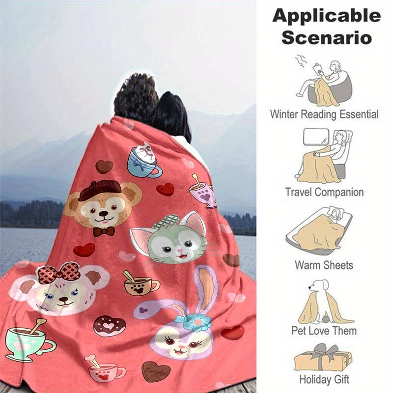 1pc, Duffy and Friends (16) Home Decor Flannel Blanket, Perfect Gift for Bedroom, Living Room, Travel, Camping, Car, Beach, Office Nap, Ideal Sofa Thr