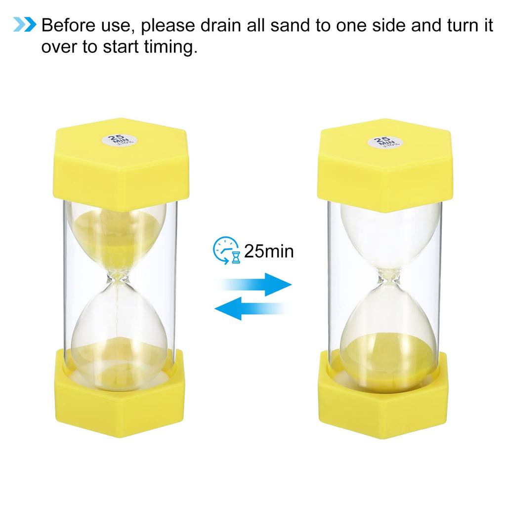 PATIKIL 25-Minute Sand Timer, Hexagonal Small Hourglass with Plastic Cover, Countdown, Sand, Glass, Game, Kitchen, Party Favors, DIY Decoration,