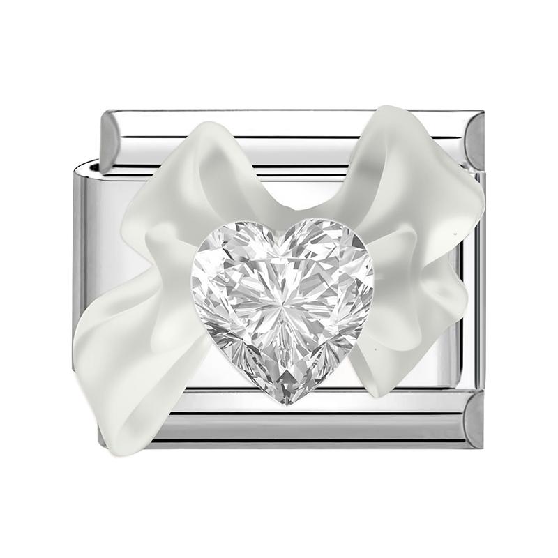 Sweet Cute Bow Knot Butterfly Pink Blue Heart Italian Charm Links Fit 9mm Stainless Steel Bracelet Women DIY Making Zircon Gift