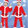 Soft Cotton Blend Children's Christmas Apparel Red Santa Suit For Boys And Girls