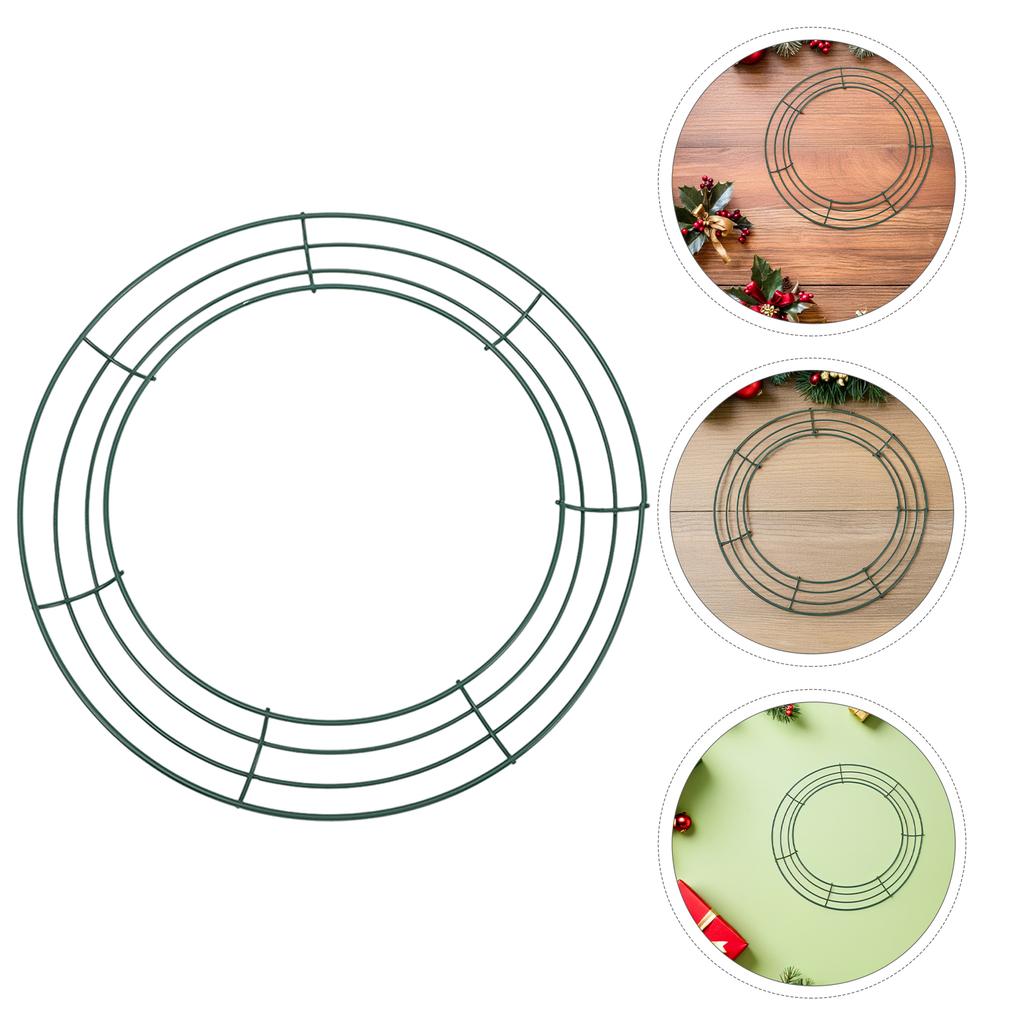 3pcs 12-Inch Army Green Metal Wreath Frame - Circular Iron Hoops for Christmas & New Year Party DIY Crafts & Home Decor