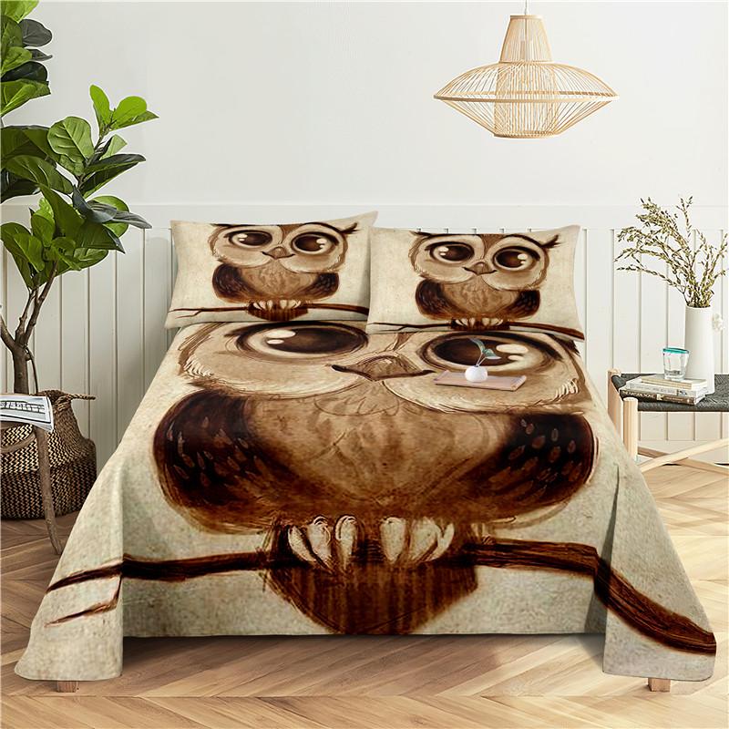 Cartoon Wolves 0.9/1.2/1.5/1.8/2.0m Digital Printing Polyester Bed Flat Sheet With Pillowcase Print Bedding Set