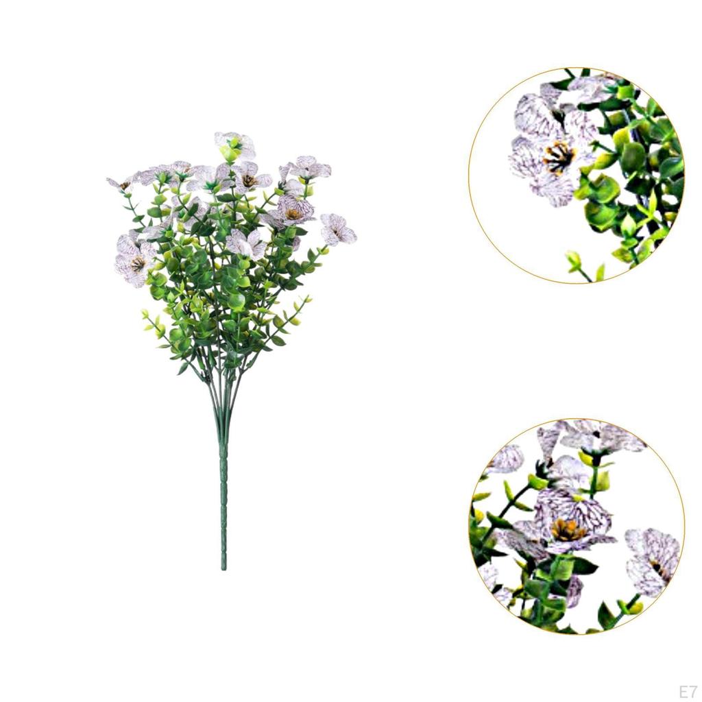 Artificial Violet Flower Bouquet Pick Fake Plant Faux Branch for Backyard