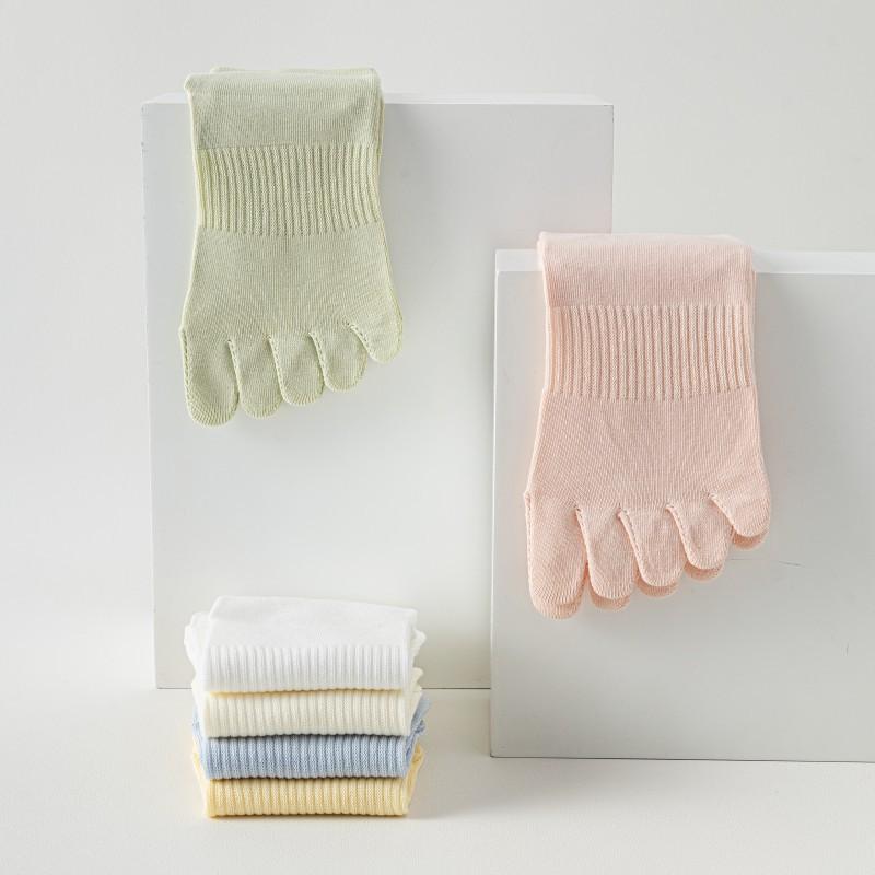 Five-Finger Socks Autumn Mid-Tube Socks Anti-Pilling, Boneless And Non-Bone-Absorbing Feet Sweat-Absorbing Cotton Tabi Socks Solid Color Sports Socks