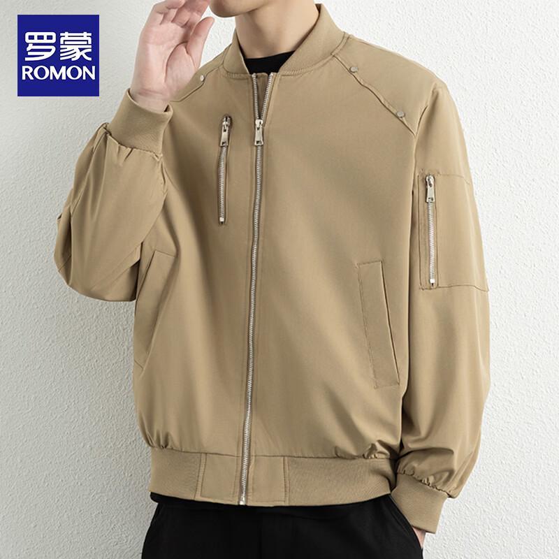 ROMON Men's Stand Collar Windproof Bomber Jacket