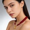 Pack of 2 Love Heart Pendant and OT Buckles Neckchain Red Acrylic Beads Chokers Necklaces for Women Jewelry Unique Gift