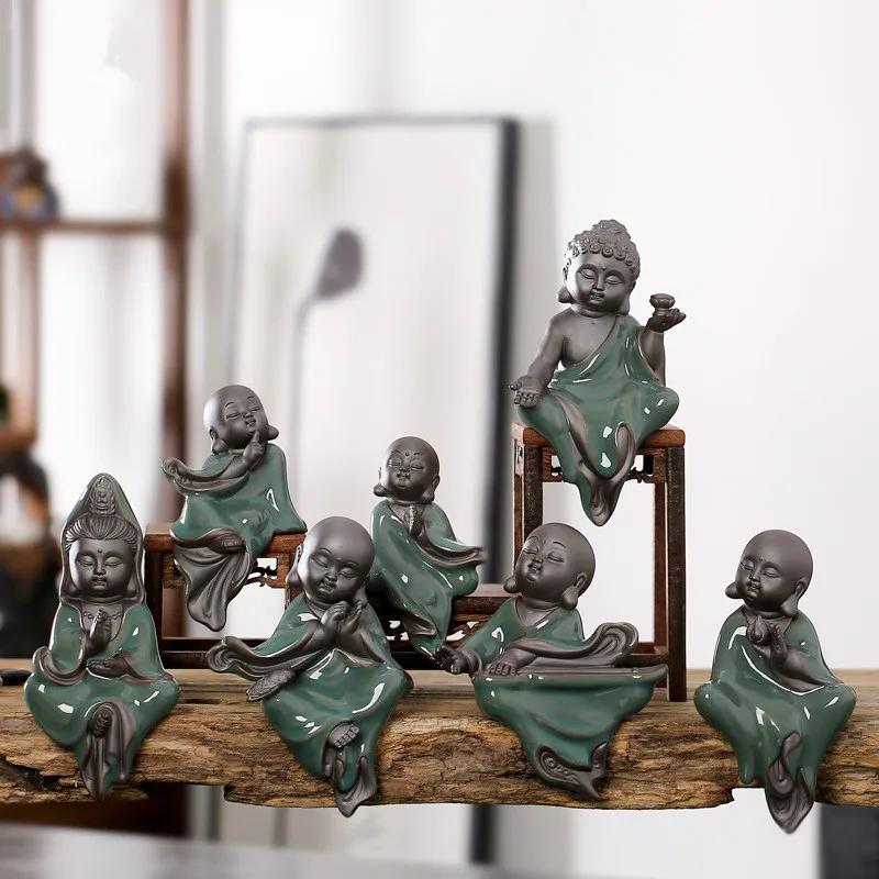 Large Bonsai Accessories Tea Ornaments Desktop Flower Pet Zen Geware Little Monk Tathagata Guanyin Micro Landscape Decorations