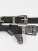 Women's PU Belt Retro Carved Alloy Buckle Double-Row Belt Wide Belt Versatile Jeans Clothing Accessories