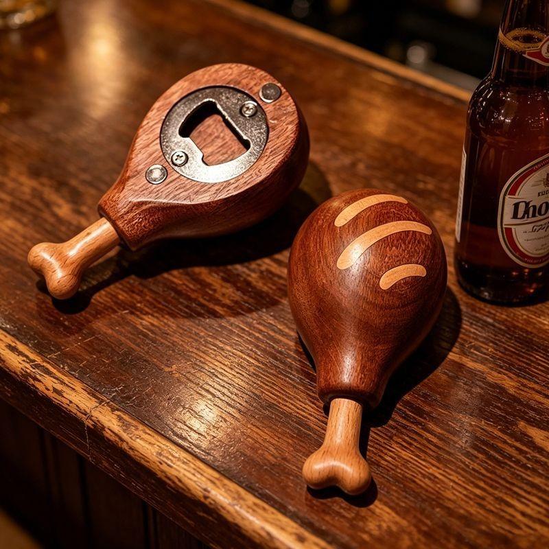 Solid Wood Magnetic Bottle Opener Wall Mounted Beer Opener Home Bar Fridge Decor Accessory Gadget Gift for Men Man Cave