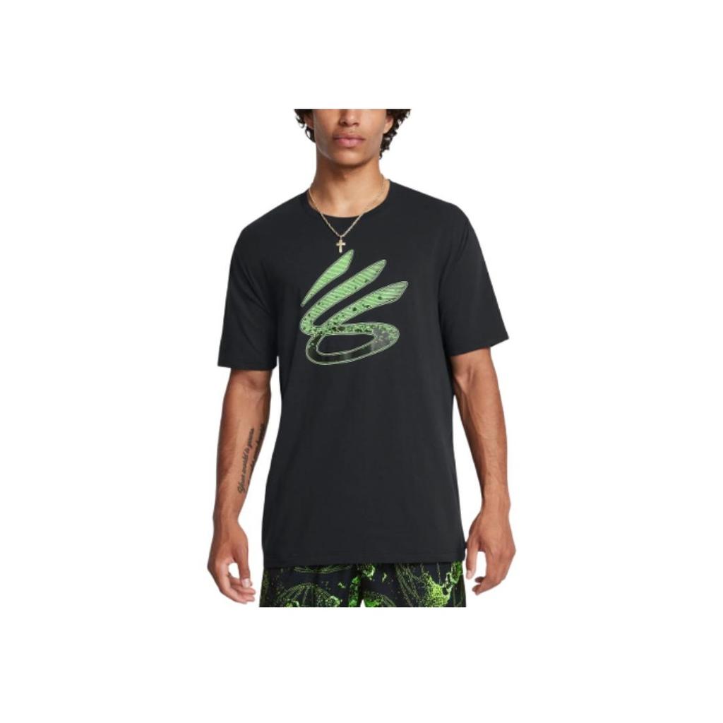 Under Armour Curry Logo Trend Round Neck Printed Soft Comfortable Short Sleeve T-Shirt Men T-Shirts Black 1387111-001