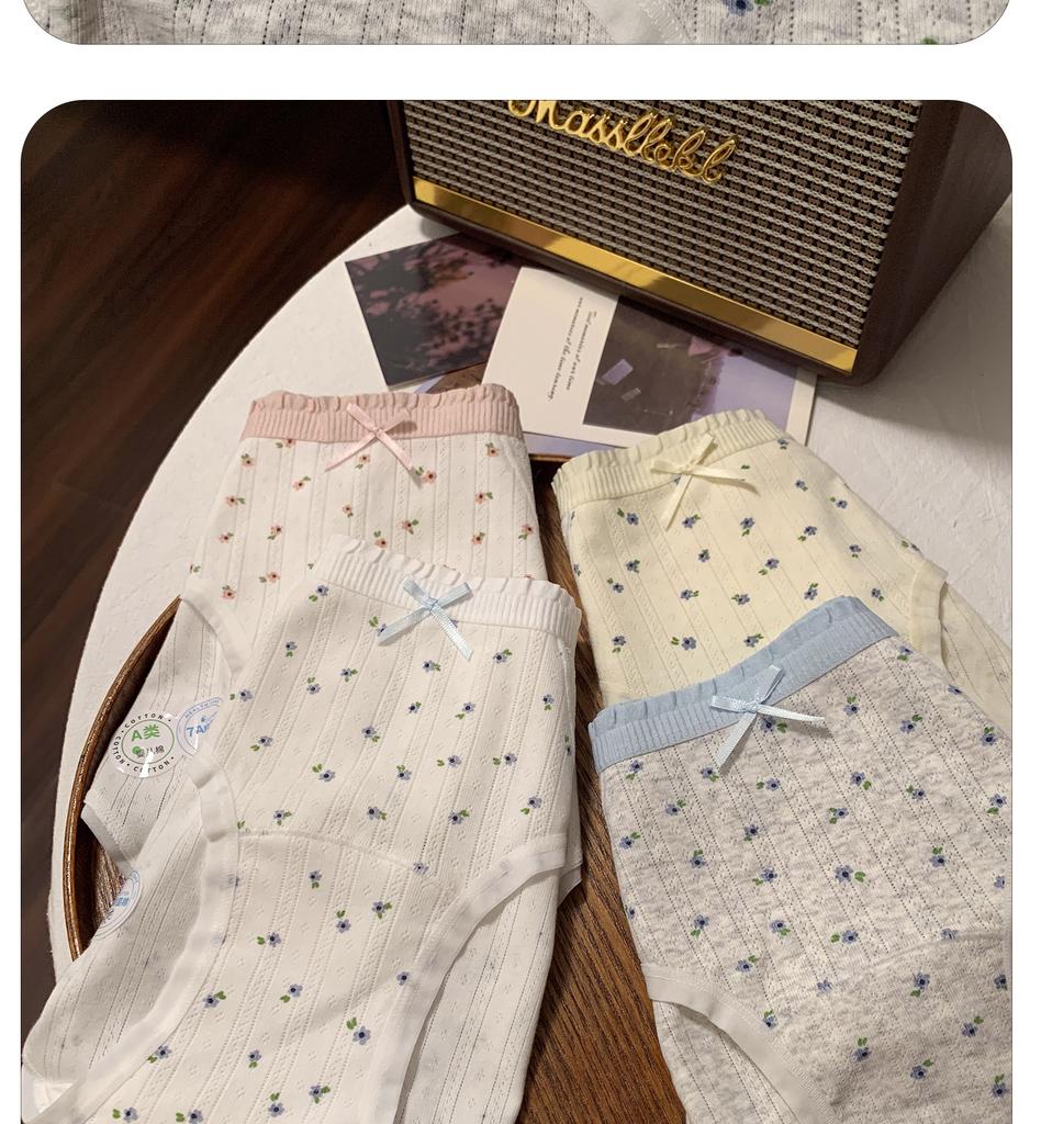 Women Teen Girls Mid Waist Pure Cotton Antibacterial Extended Crotch Triangle Underwear