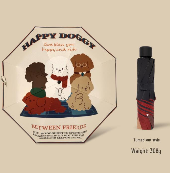 

Dual-Use Automatic Umbrella: Women s High-End Folding Parasol with Black Glue Shading, UV Sun Protection, Compact Design